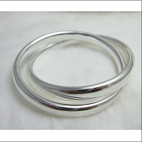 Prix ​​usine Top qualité 925 en argent sterling plaqué double anneau bracelets bijoux de mode livraison gratuite / 
