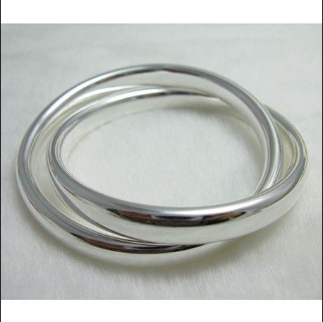 Preço de fábrica de alta qualidade 925 esterlina banhado a prata anel duplo bangles moda jóias frete grátis 5 pçs / lote