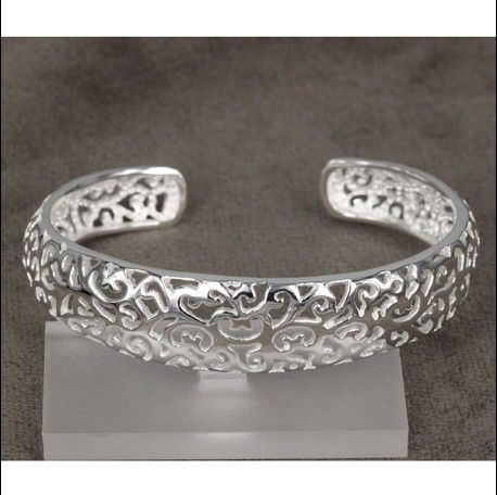 Alta qualidade 925 prata oco charme bangles moda jóias frete grátis 10 pçs / lote