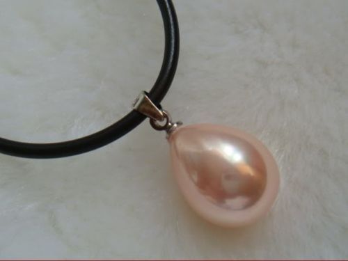 

new Jewelry Huge 12-14mm Pink s pearl necklace pendant 18inches 925silver