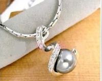 Wholesale new K white gold PLATED use Swarovski Crystal Black white pink gray Pearl Necklace
