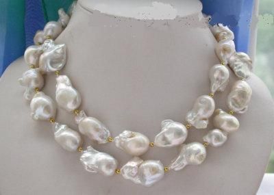 

New 33" 22-23mm BAROQUE WHITE KESHI REBORN PEARL NECKLACE