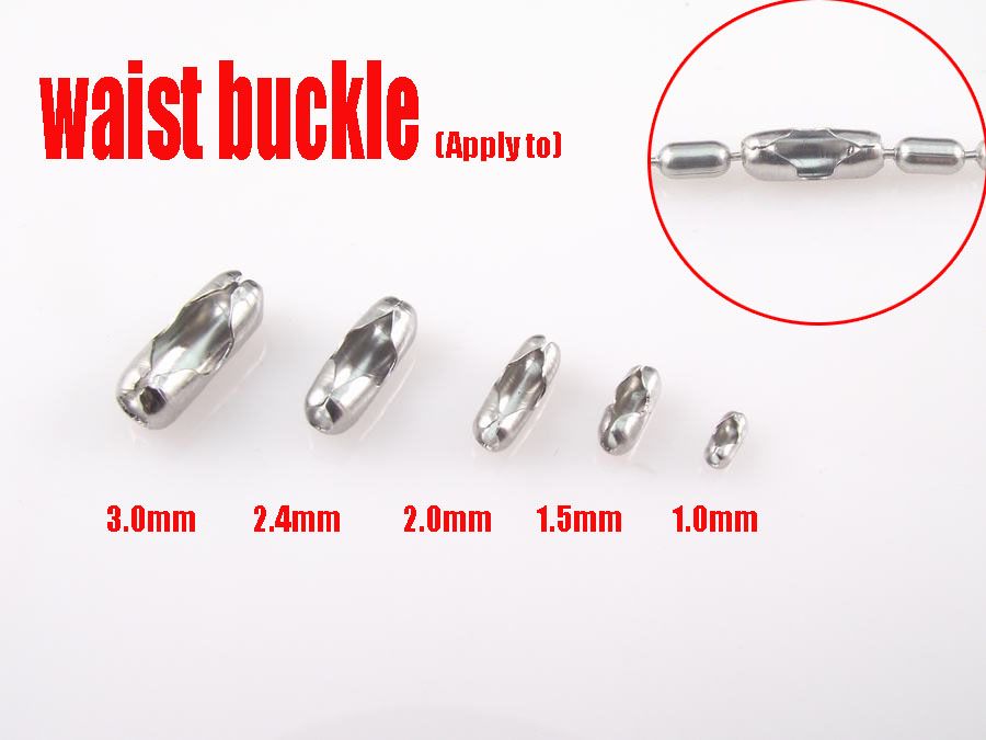 NEUE 1,0-3,0mm edelstahl taille schnalle perlenkette teile perlen halskette zubehör 200 stücke