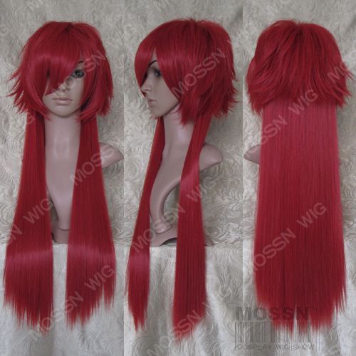 New Fashion Black Butler Grell Sutcliff Long Red Cosplay Wig 80cm