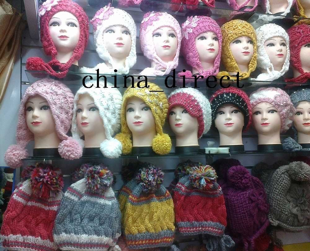 Kız tığ örgü çiçek earmuffs bere şapka bere şapka kap 20 adet / grup # 1599