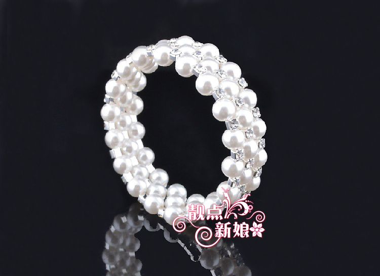 Moda jóias pulseiras três linhas de Cercado diamante ajustável Cristal pulseira de pérolas Para O Casamento De Noiva Pulseiras 