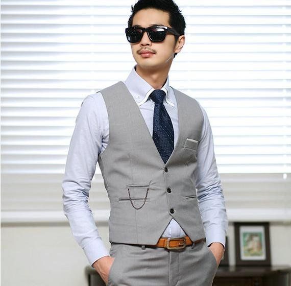 Hot Sale Fashion Men's Suit Vest Top V Neck Slim & Fit Luxury Business ...