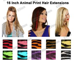 16" Animal Print Synthetic Feather Hair Extension Leopard Cheetah Zebra Extensions MOQ 100pcs