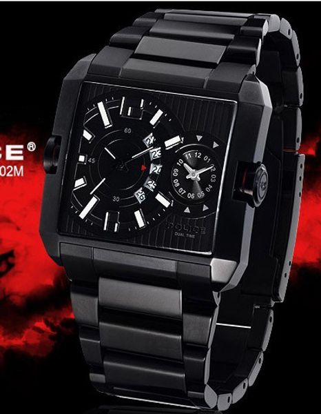 

Police Men's Rogue Black IP Dual Time Dial Steel Date Quartz Watches Men Wrist Watch PL-11745MSB/02M