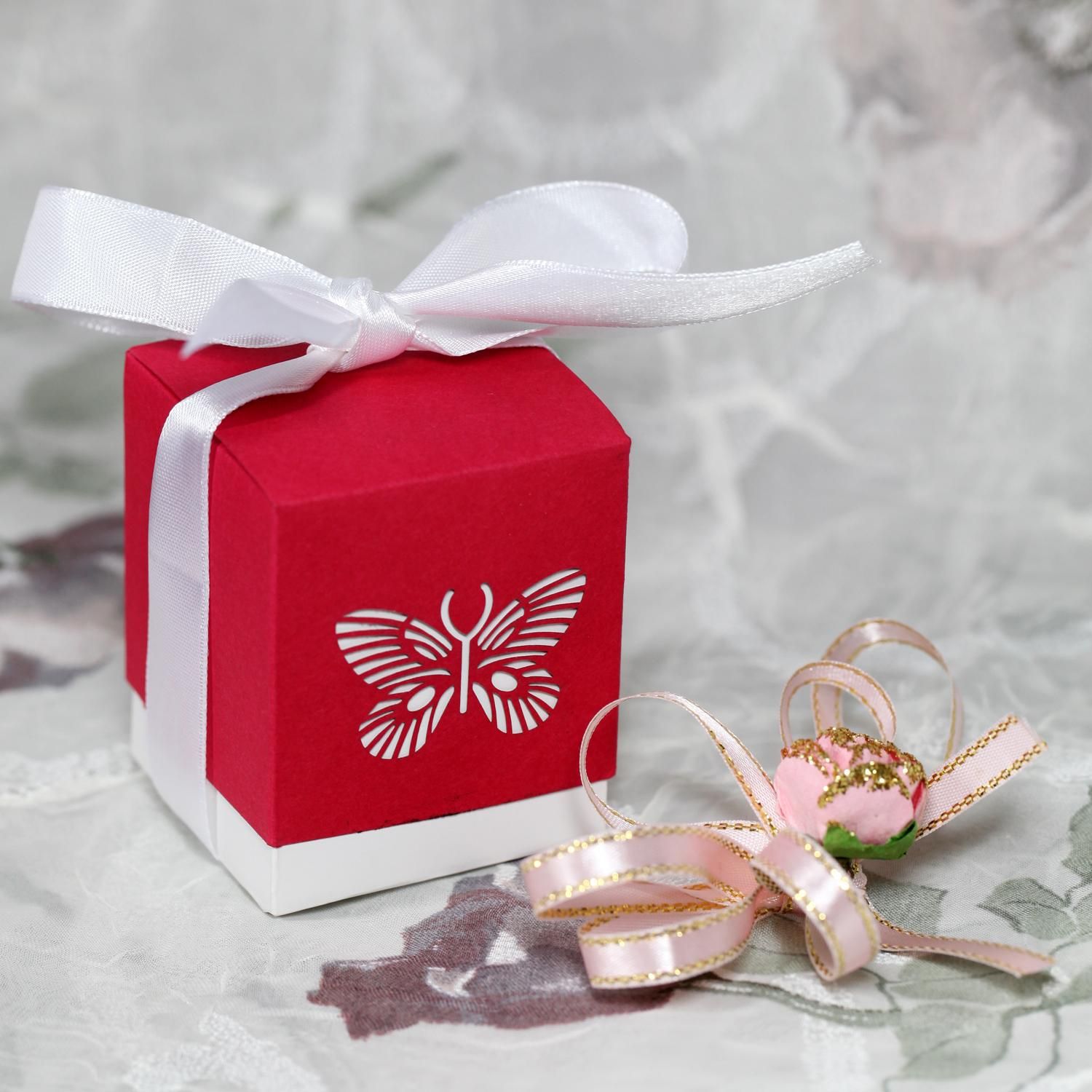 Laser Cut Red Butterfly Favor Boxes Wedding Favor Box Wedding Gift Color Box Gift Boxes And Bags
