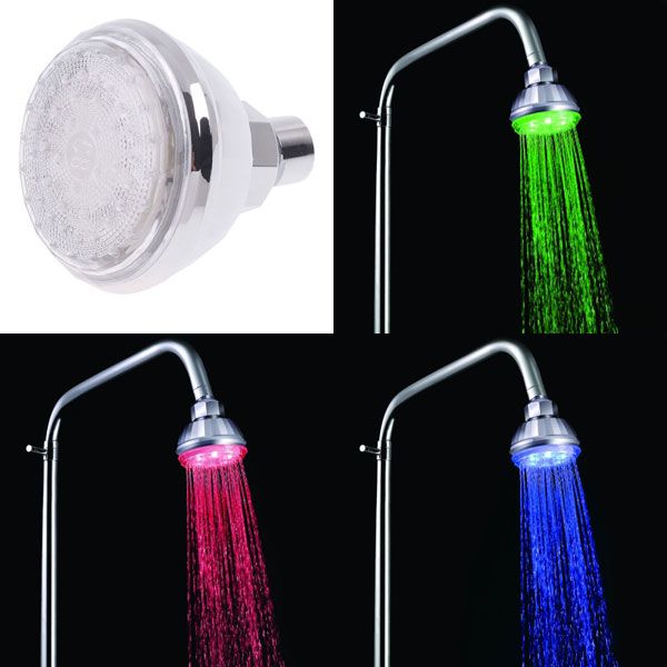 Romantic Temperature Control LED Light Bathroom Shower Head H4739 From