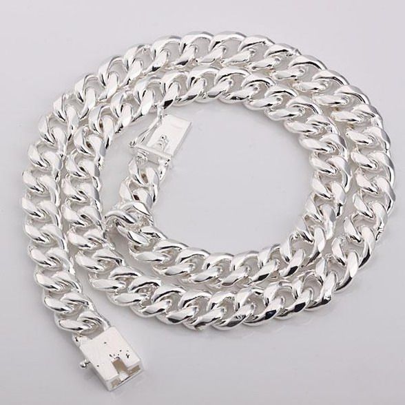 Venda por atacado - varejo menor preço de presente de Natal 925 prata moda 10mm colar N011