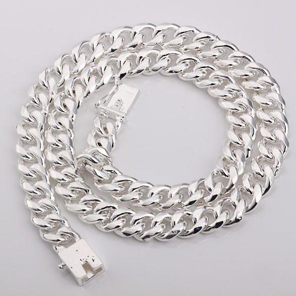 Groothandel - detailhandel laagste prijs kerstcadeau 925 zilveren mode 10mm ketting n011