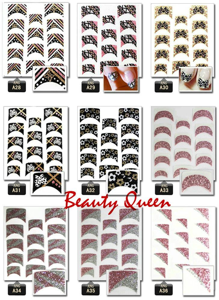 Смешанный корейский модный дизайн, 3D дизайн ногтей, французские наклейки, блестящие наклейки для ногтей, леопардовый цветок, кружевной галстук, украшение8969773
