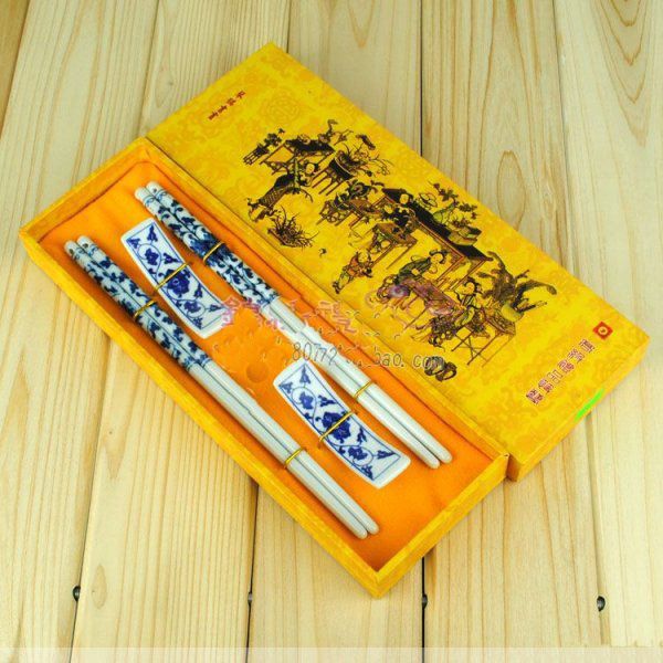 Ceramics Craft Chopsticks Chinese Style Printing Gift Chopstick With Packing Box /Free