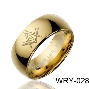 18K Gold Plated Tungsten Ring Masonic Dome Tungsten Ring WRY-028 Hot Sales