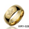 18K Vergulde Tungsten Ring Masonic Dome Tungsten Ring Wry-028 Hot Sales