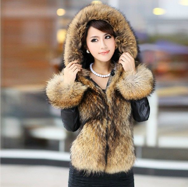 2017 Female Fur Coats Fox Fur Collar Fur Women's Fur Coats / Womens ...