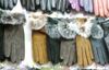 Fur ball Leather Gloves Fur fridged Leather skin gloves LEATHER GLOVES Womens 14pairs/lot #1646