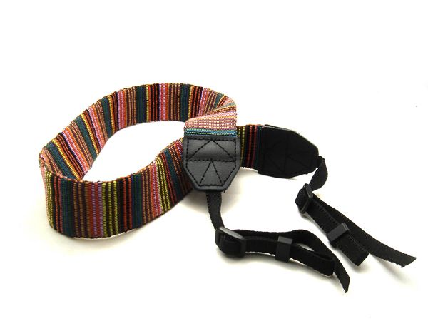 Correa para hombro y cuello para cámara, material de lona de nailon tejido a rayas de color DSLR, promoción de ventas