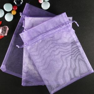 Purple Organza Gift Bag Wedding Favor Party Bags 9x12cm Ny eller andra färger279u