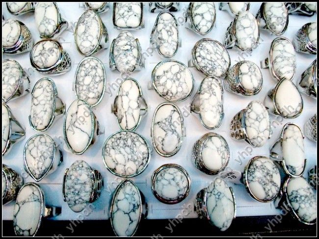 2018 Mix Oversize White Turquoise Stone Ring Fashion