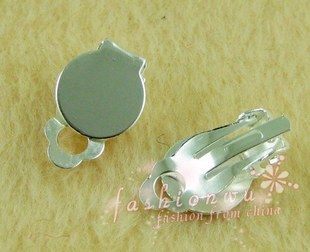 Accessoires de bricolage argent plaqué soins de boucle d'oreille plaquette oreille Flat Pad 1cm fabrication de bijoux