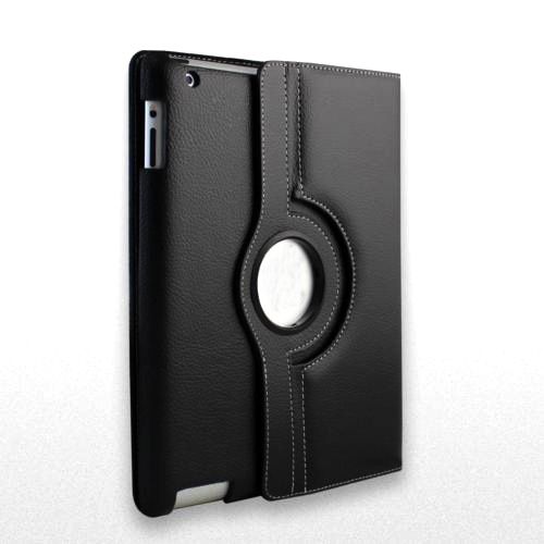 Coque de boîtier rotatif à 360 degrés pour étui en cuir iPad 2/3/4 noir