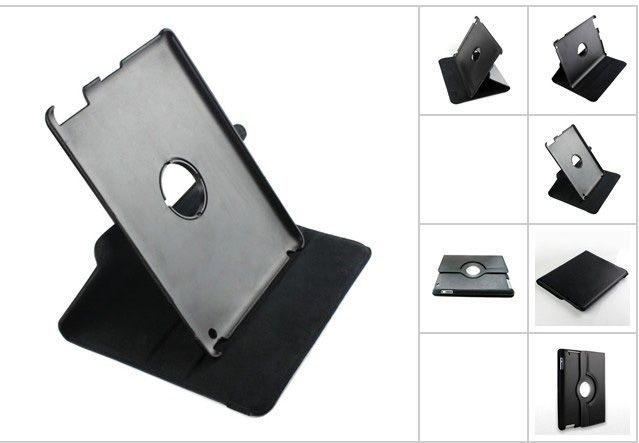 Capa de suporte de suporte de 360 ​​graus para iPad 2/3/4 de couro de couro preto