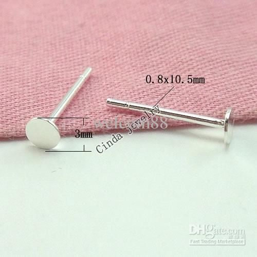

20pcs/lot 925 Sterling Silver Earring Nail Findings Connectors For DIY Craft Fashion Jewelry Gift 3mm W295
