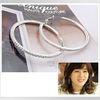Fashion Jewellery 5 pairs 55MM Big Crystal Earring Hoop Circle Silver Plated Earrings260I