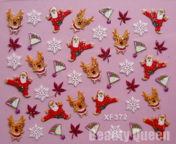 Nyaste 24 Style Christmas Design 3D Nail Art Sticker Tip Decal Decoration Tips Set EMS 9295769