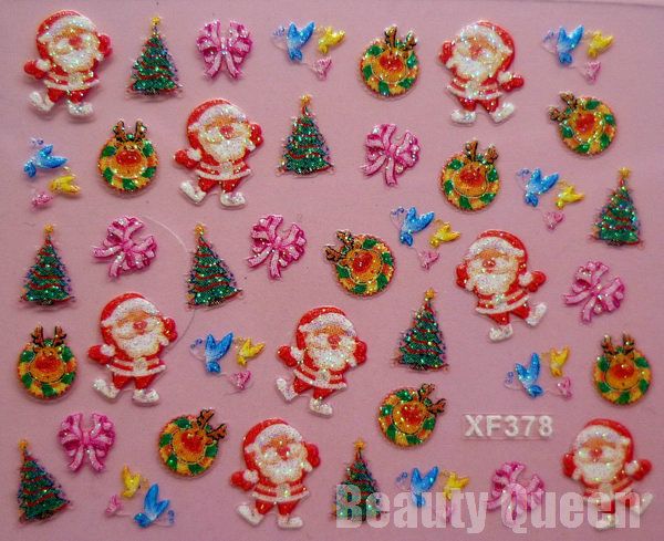 NEWEST 24 Style Christmas Design 3D Nail Art Sticker Tip Decal Decoration Tips Set EMS 5542561
