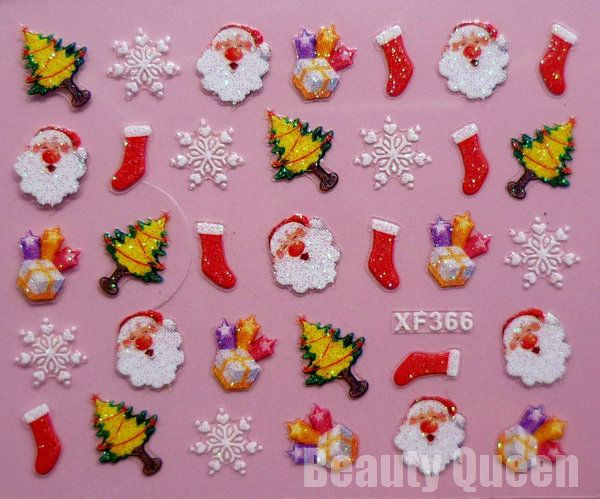 NIEUWSTE 24 Stijl Kerst Ontwerp 3D Nail Art Sticker Tip Decal Decoratie Tips Set EMS 9295769