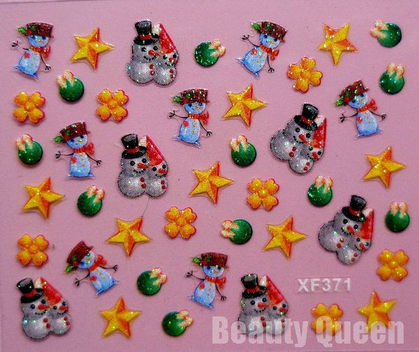 NEWEST 24 Style Christmas Design 3D Nail Art Sticker Tip Decal Decoration Tips Set EMS 5542561