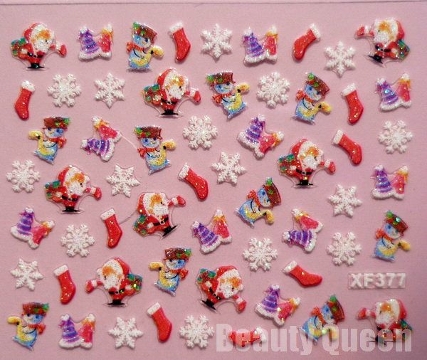 ¡¡¡EL MÁS NUEVO!!! 24 de clavo del diseño del estilo de Navidad 3D etiqueta engomada del arte Tip decoración de la etiqueta Consejos Conjunto GRATIS * EMS *