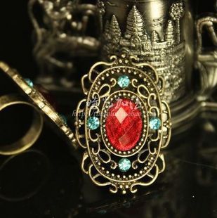 Novo Vintage Oco Big Gemstone Anéis Elegante Pequeno Esmeralda Grande Anel Ajustável 35 pcs das Mulheres