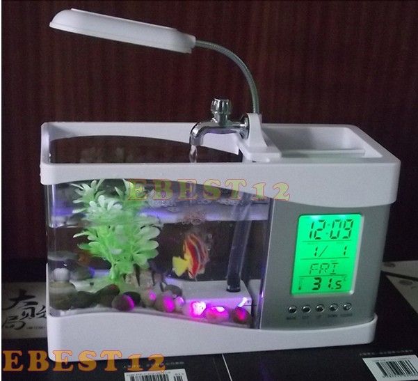 2019 Usb Desk Mini Aquarium Fish Tank With Calender Amp Pen