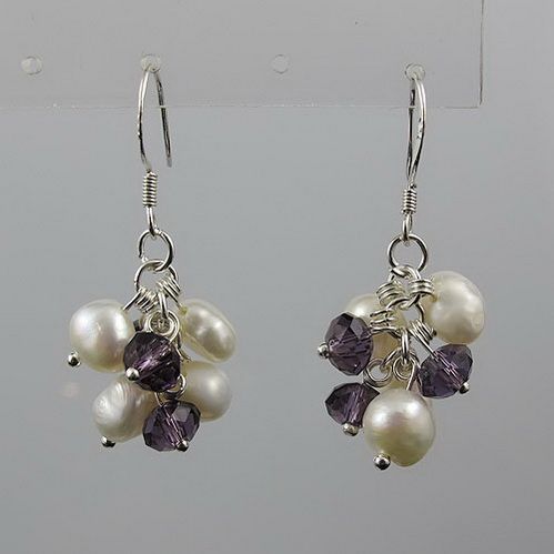 Incroyable! 4rows perle baroque + collier en cristal argent boucle d'oreille bijoux ensemble fermoir strass A2260