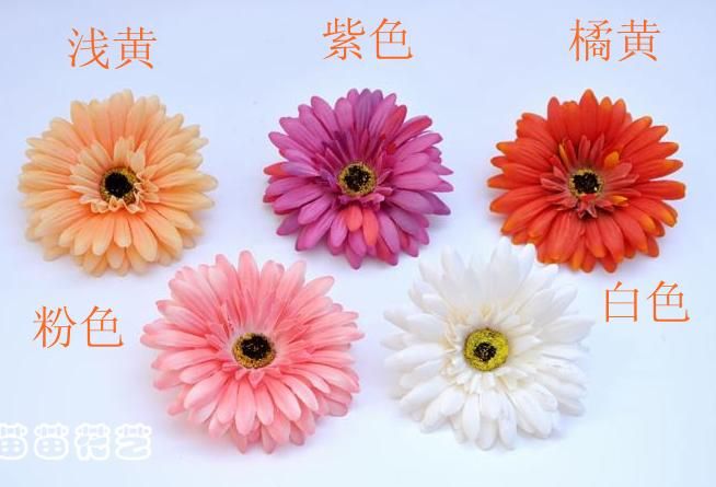 İpek Gerbera Flwoer Kafa Dia. 10 cm 60 adet Yapay Çiçekler Papatya Ayçiçeği Gerbera DIY Takı için 6 renkler Mevcut Bebek çocuk