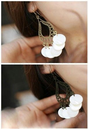 Boucles d'oreilles pompon vintage perles d'eau pompon mode creuse coquille femmes de haute qualité 20pair / lot