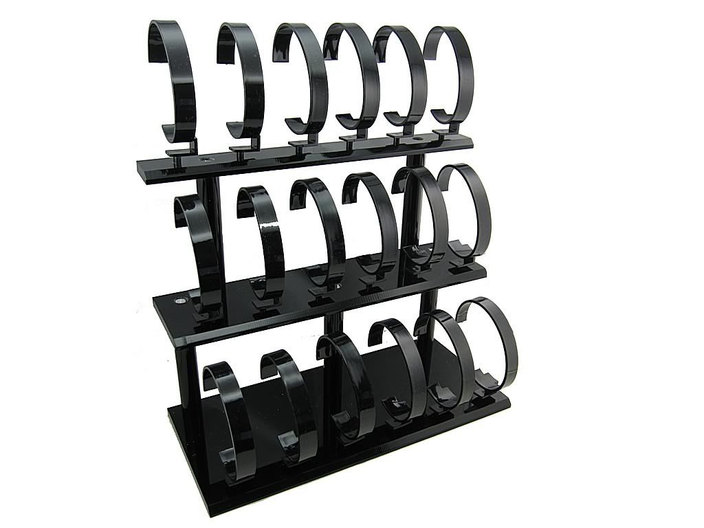 BLACK JEWELLERY DISPLAY STAND FOR 18 BRACELETS WATCHES 1PC