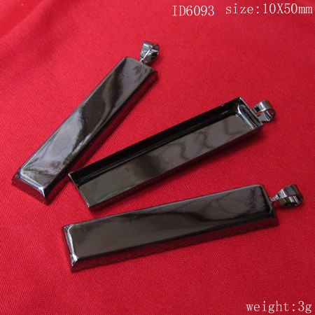 

Jewelry pendant blank settings brass fits 50x10mm rectangle hole approx 4x6mm copper or gun-metal plating etc lead-saf ID 6093