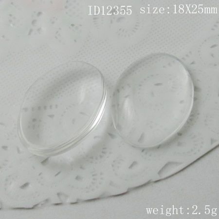 Beadsnice diy jóias cabochão de vidro cameo oval cúpula cabochão de vidro claro 18X25mm ID 12355
