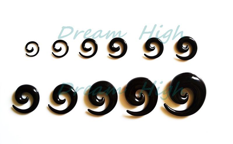Acrylic Ear Spiral Expanders Black Ear Tapers Fashion Body Piercing Jewelry 2-20mm New Ear Plugs