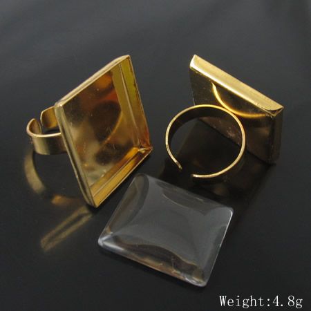 Beadsnice Hurtownie Square Regulowane Bazy pierścieniowe Półki Brass Pierścień Ustawienia Pierścień Puste Fit 25mm dla DIY Biżuteria Akcesoria ID7102