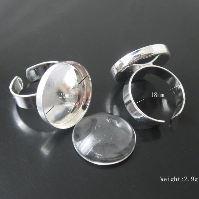 Basi ad anello, perfette per cabochon, diametro base 20 mm, ottone, nichel free, senza piombo, ID10381
