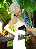 Wholesale Elegant sinamay fascinator hat with feathers and veiling for wedding party Kentucky derby Ascot races