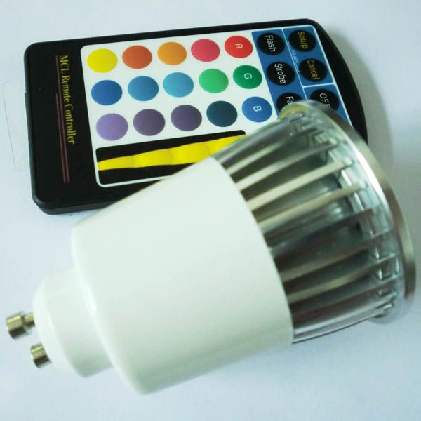 85-265V AC 5W RGB GU10 LED Spotlight Color changing Bulb Lights with 28keys IR Remote by DHL/Fedex/UPS