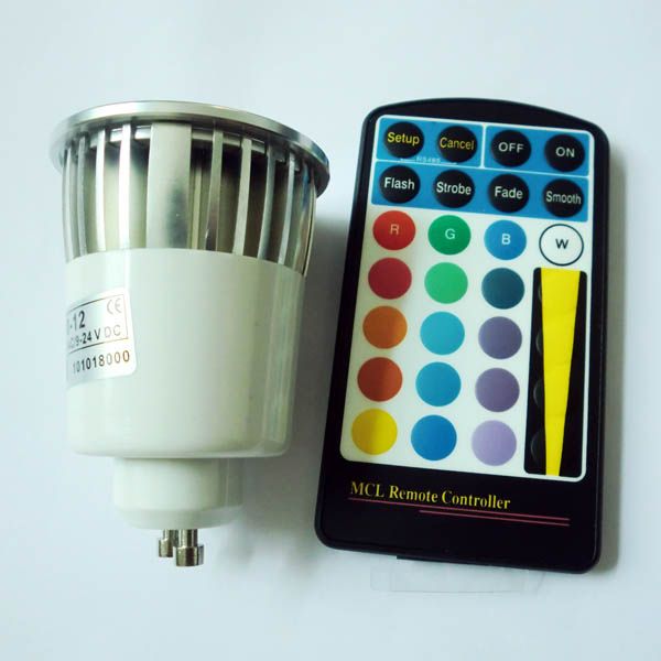 85-265V AC 5W RGB GU10 LED Spotlight Färgbyte Lampor med 28KEYS IR REMOTE Gratis frakt av DHL / FedEx / UPS